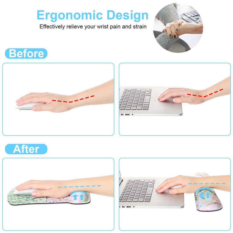 [Australia - AusPower] - Ergonomic Mouse Pad with Wrist Support and Keyboard Wrist Rest Pad, iDonzon Cute Wrist Pad with Non-Slip Rubber Base and Raised Memory Foam, Easy Typing & Pain Relief, Forest Starry Blue 