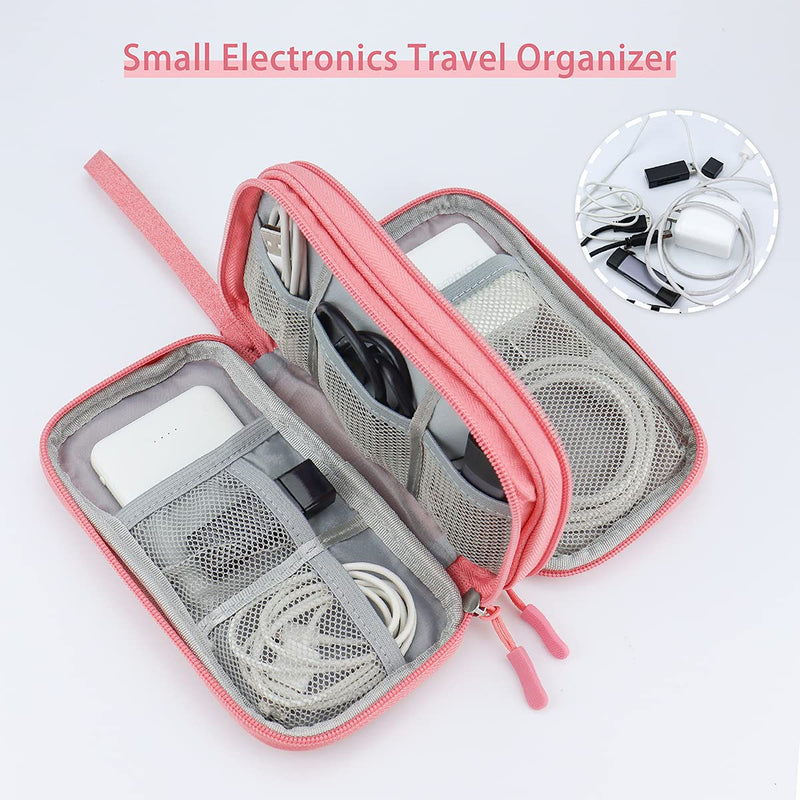 [Australia - AusPower] - Electronic Accessory Organizer, LEEFONE Waterproof Travel Cable Storage Bag for Cables, Cord, Charger, Phone, Earphone, Hard Drive, USB, Wireless Mouse and More (Pink) 