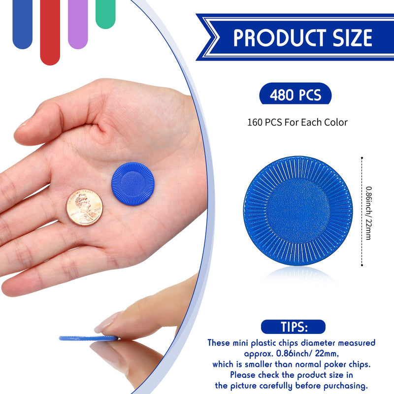 [Australia - AusPower] - Skylety 400 Pieces Plastic Poker Chips Game Chips 4 Colors Counter Card for Kids Game Playing Learning Math Counting Bingo Game Blank Chips Card for Kids Reward, 0.86 Inch 