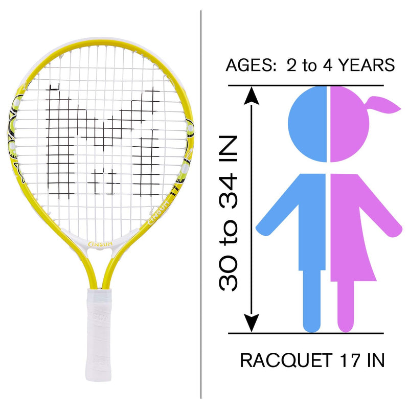 [Australia - AusPower] - Kids Tennis Racket Starter Kit for Kids Age 4 and Under with Shoulder Strap Bag Mini Tennis Racket Toddler Tennis Raquet 17 Inch 