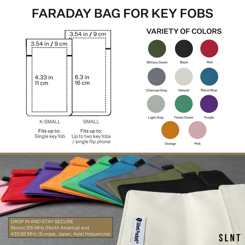 [Australia - AusPower] - Silent Pocket Signal Blocking Faraday Key Fob Case - Car Anti Theft Device Shielding Against All Signal Types, Including RFID Blocking & Durable Faraday Bag, Fits Most Car Keyfobs (Charcoal Grey) Small Charcoal Grey 