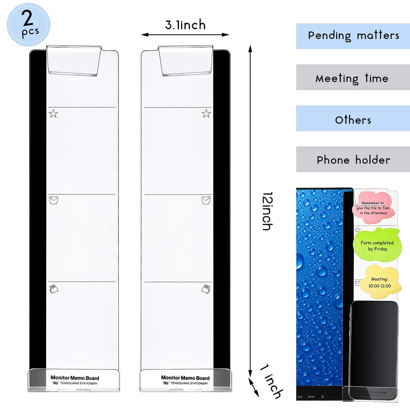 [Australia - AusPower] - Computer Monitor Memo Board Sticky Board Note Board Office Decor Office Decor for Women Transparent Memo Board Phone Holder Board for Monitors Screen Cabinets, Left and Right (2 Pieces) 2 