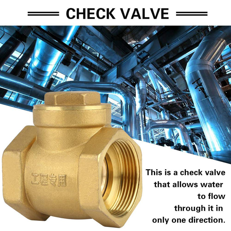 [Australia - AusPower] - Check Valve, DN32 BSP 1-1/4" Female Thread Brass Non-return Swing Check Valve 232PSI Prevent Water Backflow 3.3 x 2.8inch 