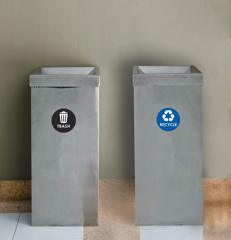[Australia - AusPower] - Recycle Sticker Trash Can Decal - 6" Large Recycling Vinyl - 4 Pack (Black & Blue) 