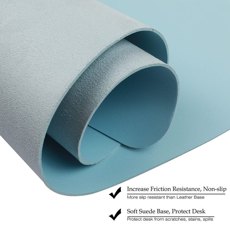 [Australia - AusPower] - Leather Desk Mat,Desk Pad,Desktop mat,Waterproof Desk Mat for Desktop, Desk Mat for Keyboard and Mouse,Leather Mouse Pad Protector for Office and Home,30"x 14" Leather-light Blue 