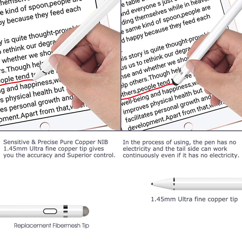 [Australia - AusPower] - KECOW Replacement Magnetic Caps Active iPad iPhone Stylus Pen, 2 Mesh Tip Caps (White) White 