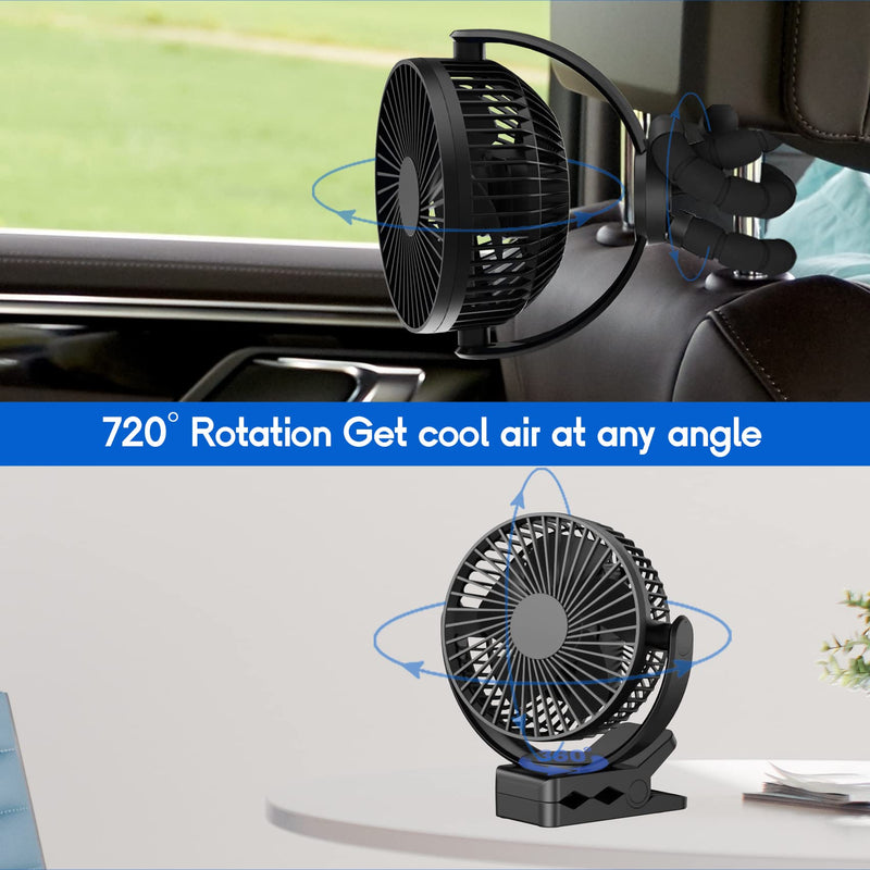 [Australia - AusPower] - Mini Baby Stroller Fan , 5-Inch Handheld Portable Fan, 3 Speed USB Clip Fan, 5000mAh Rechargeable Desk Fan, with Flexible Tripod, Suitable for Outdoor, Camping ,Treadmill and car TF-28BW-5'' 