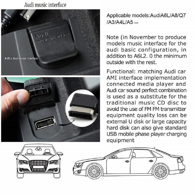 [Australia - AusPower] - 6.5ft Aux Cord 3.5 Mm Audio Aux Cable AMI MMI Aux Music Interface for Audi A3/A4/A5/A6/A8/Q5/Q7/R8/Tt VW Jetta GTI GLI Jetta Passat Cc Ti-guan Touareg Eos Golf Mk 6 (6.5 ft) 6.5 ft 