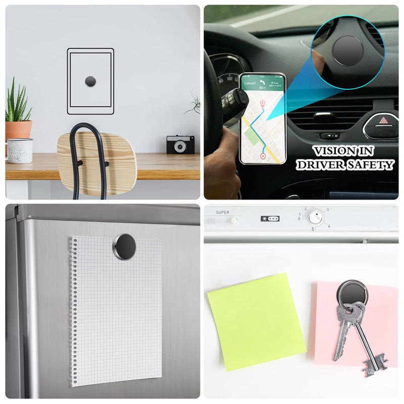 [Australia - AusPower] - 4 Pieces Magnetic Phone Car Mount Flat Cell Phone Holder Universal Stick on Flat Magnetic Car Mount for Car Dashboard Wall Windshield Table Mirror, Black and Silver 