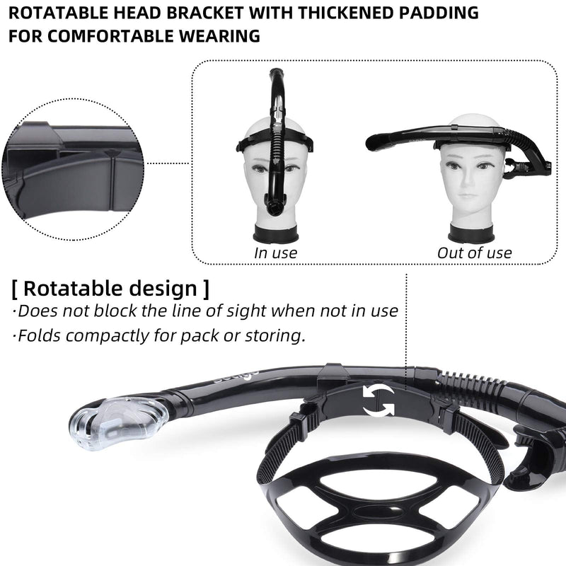 [Australia - AusPower] - Seago Swim Snorkel for Lap Swimming, Dry Top Front Swimmer Snorkel for Adult Youth, Snorkel Gear Swimming Training Equipment in Pool and Open Water with Comfy Head Pads Food-Grade Silicone Mouthpiece 