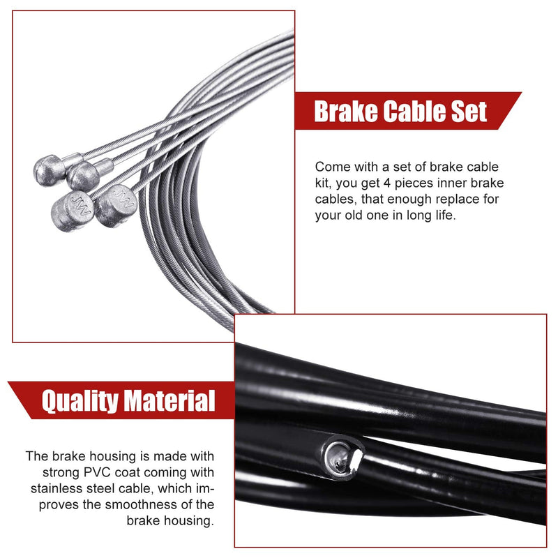 [Australia - AusPower] - 4 Pieces Brake Cable Universal Bike Inner Brake Cable Housing Kit Bicycle Brake Cable Replacement for Mountain and Road Bike Gear Kit 