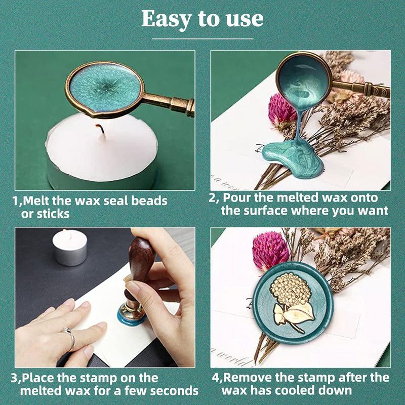 [Australia - AusPower] - Wax Seal Stamp Kit, Afobby Plant Set with 6 PCS Removable Brass Heads and 1 Wooden Handle, Retro Bellflower Flowers Sealing Stamps for Wedding Invitation Envelopes Decoration, medium Flower wax seal stamp kit4 