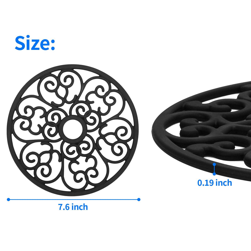 [Australia - AusPower] - CHEFBEE 3PCS Silicone Trivet Mat - Trivets for Hot Dishes, Table, Countertop, Non-Slip Heat Resistant Modern Kitchen Trivets, Teapot Trivet - Flexible Black Trivet Set 