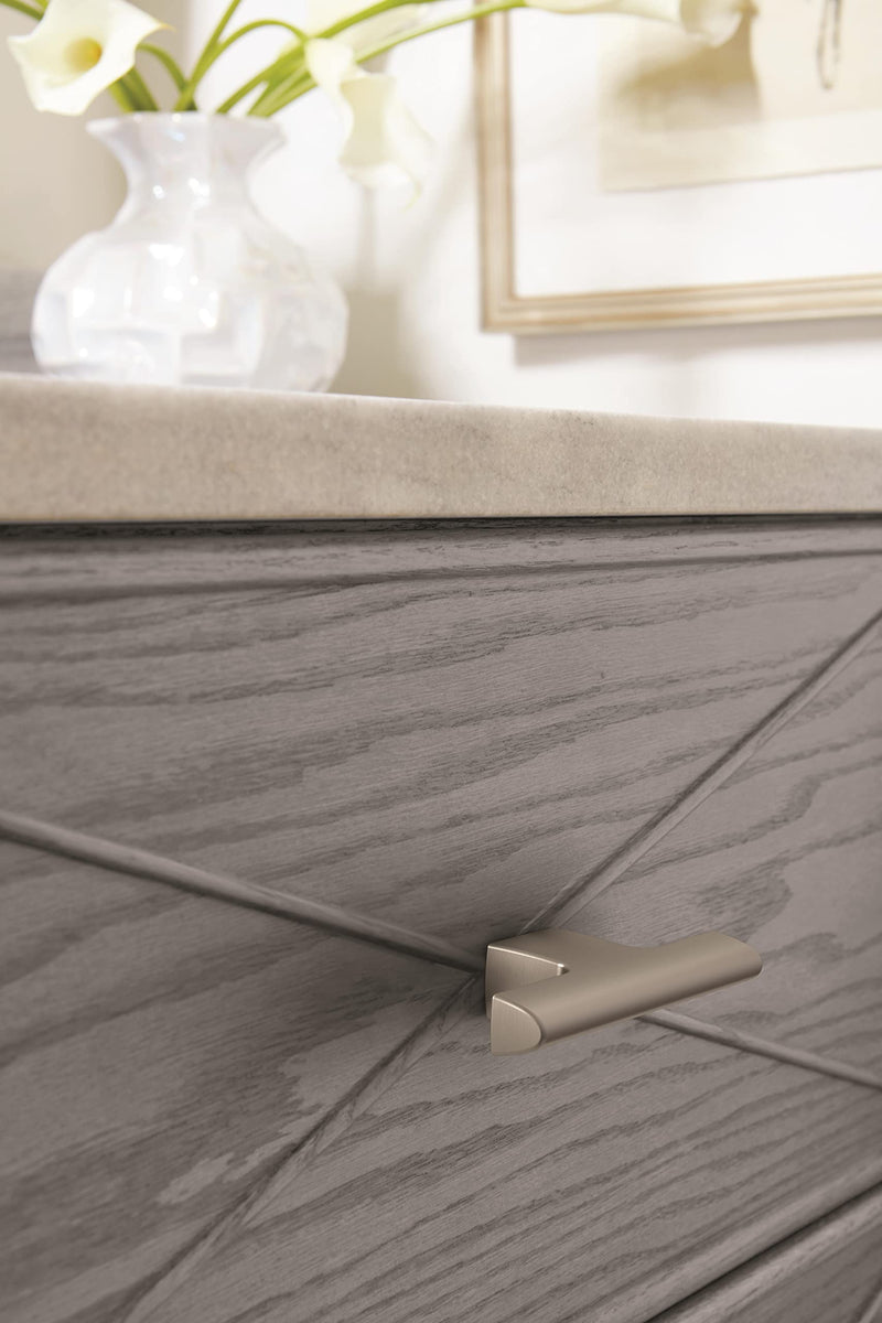 [Australia - AusPower] - Amerock | Cabinet Knob | Satin Nickel | 2-1/2 inch (64 mm) Length | Riva | 1 Pack | Drawer Knob | Cabinet Hardware 