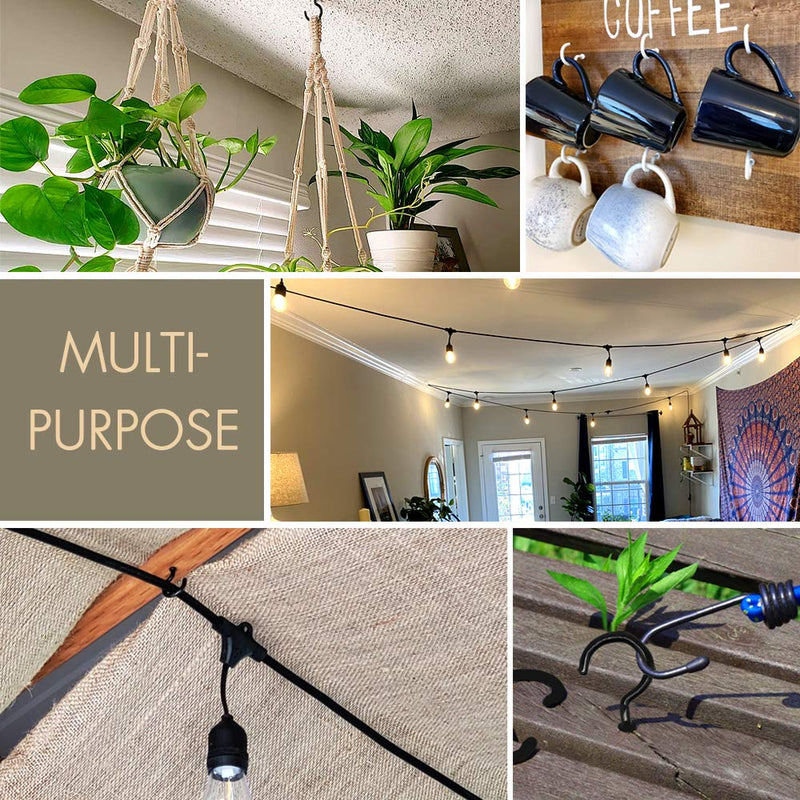 [Australia - AusPower] - 12 Pcs 2.9 Inches Black Ceiling Hooks,Vinyl Coated Screw-in Wall Hooks, Plant Hooks, Kitchen Hooks, Cup Hooks Great for Indoor & Outdoor Use (12 Pack Black+12 Extra Pipes) 
