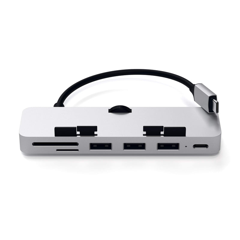 [Australia - AusPower] - Satechi Aluminum Type-C Clamp Hub Pro with USB-C Data Port, USB-A 3.0 Data, Micro/SD Card Reader - Compatible with 2020/2019/2017 iMac & iMac Pro, Does Not Fit 2021 iMac (Silver) 2017/2019 iMac Silver 