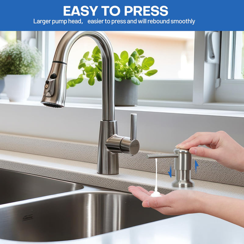[Australia - AusPower] - TNDIRUL Brushed Nickel Soap Dispenser for Kitchen Sink Counter Dispenser 17 OZ Bottle Built in Refill from The Top 