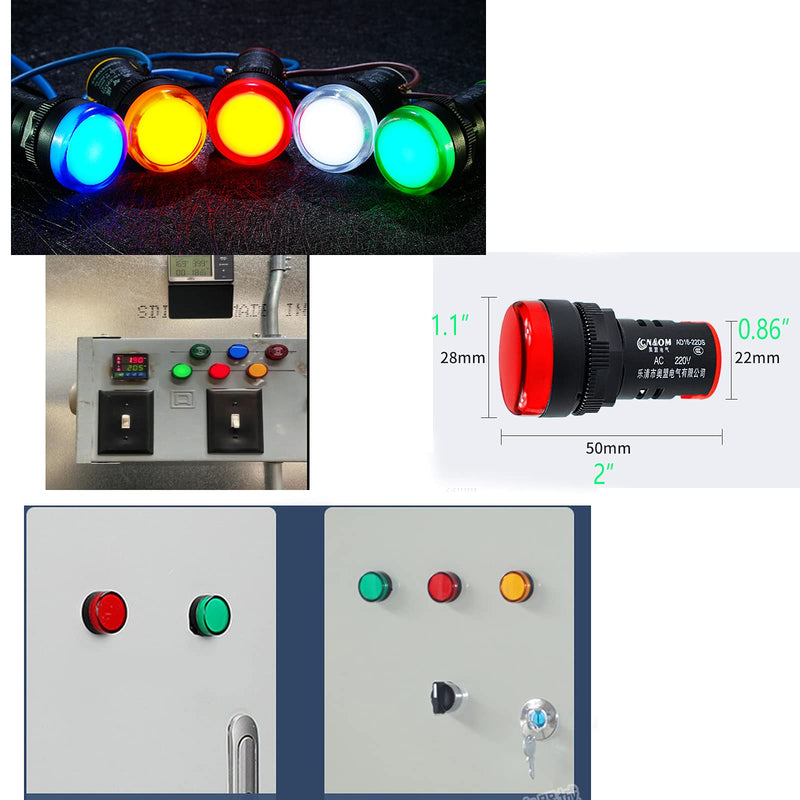 [Australia - AusPower] - Preamer AC 110V 20mA Yellow Green Red LED Pilot Light Panel Indicator Lights, 3PCS,AD16-22DS 