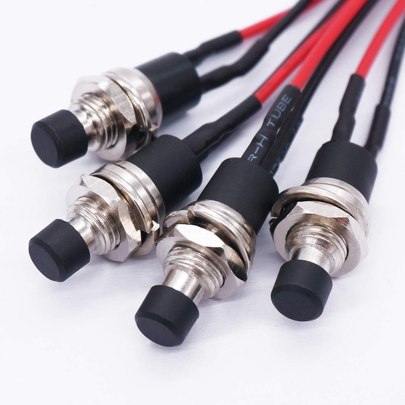 [Australia - AusPower] - Twidec/4Pcs Latching Push Button Switch 3A 250V AC 2 Pins Self-Locking SPST ON/Off Black Mini Switch Pre-soldered Wires L-PBS-110-XBK 