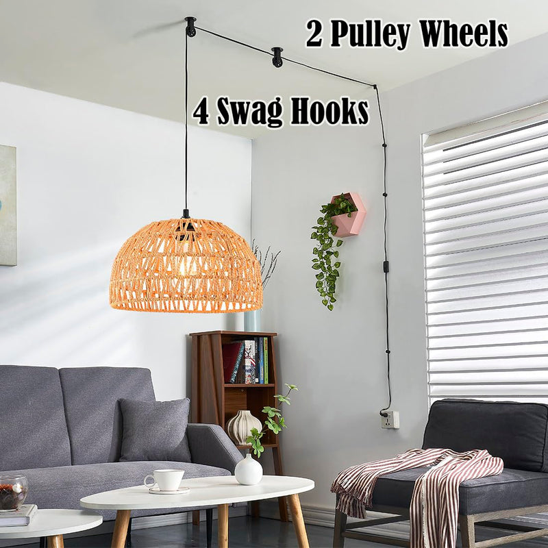 [Australia - AusPower] - Black Pulley Wheels Set of 2 for Plug in Pendant Light Fixture, Swag Hook for Pendant Lighting Chandelier Ceiling Lights Cable, Wall Ceiling Mount Pulley Lamp Hook for Hanging Lamp Ceiling Fan Light Black 
