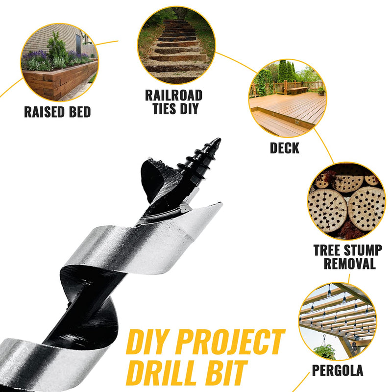 [Australia - AusPower] - SOMADA 1/2-Inch x 10-Inch Auger Drill Bit for Wood, Quick Change Hex Shank 3/8-Inch, Ship Auger Long Drill Bit for Soft and Hard Wood, Plastic, Drywall and Composite Materials 