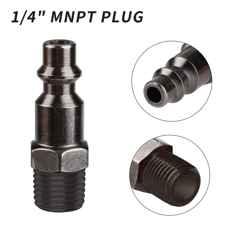 [Australia - AusPower] - Hromee 3-Way Air Manifold 4 Ports Aluminum Industrial Flat Hex Quick Connect Air Hose Splitter with 3 Steel Couplers and 1/4" Male NPT Plug 