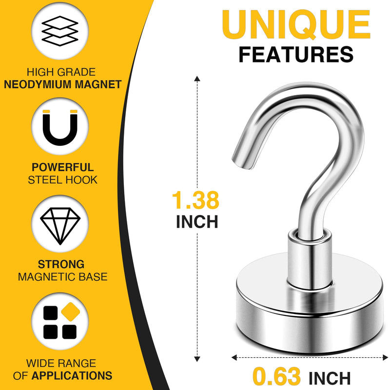[Australia - AusPower] - DIYMAG Magnetic Hooks, 25Lbs Strong Heavy Duty Cruise Magnet S-Hooks for Classroom, Fridge, Hanging, Cabins, Grill, Kitchen, Garage, Workplace and Office etc, (6 Pack-Silver),Screw in Hooks Silver 6Pack 25Lbs+ 
