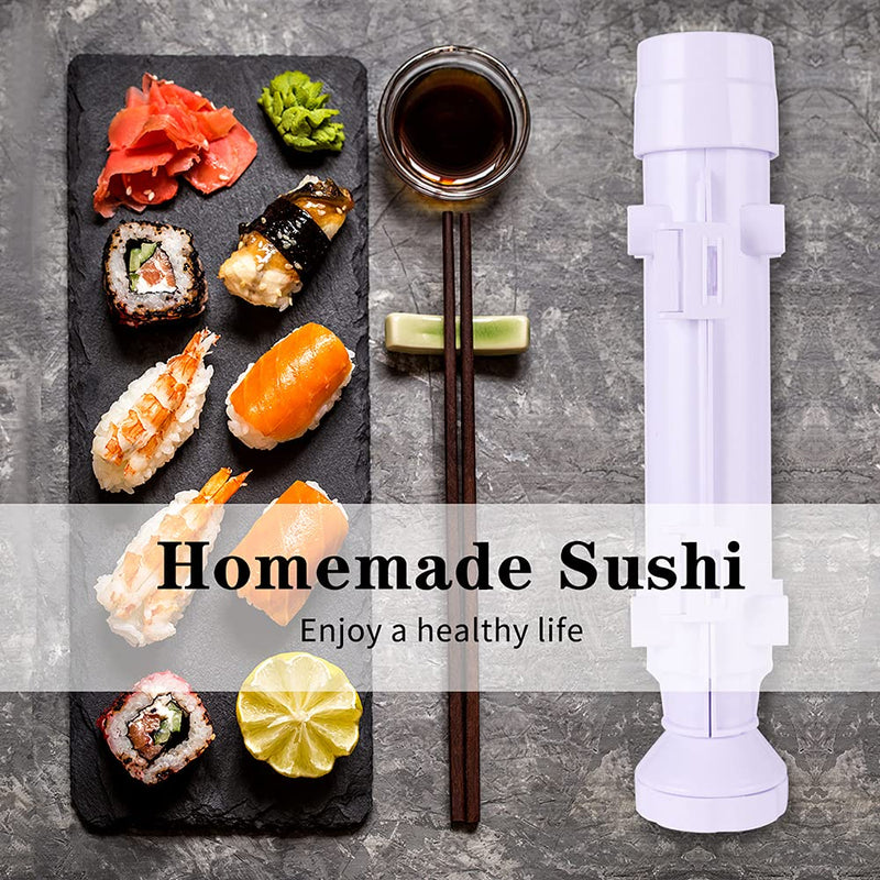[Australia - AusPower] - URED Professional Super Space Sushi Bazooka ，Upgrade Sushi Roller Mold Food Grade Plastic， Sushi Maker Rice Vegetable Meat Diy Sushi Making Kit Machinekitchen Utensils White (white) 