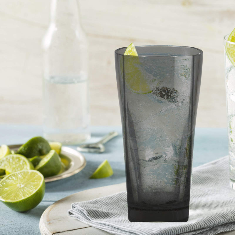 [Australia - AusPower] - Top-spring 12 Oz Reusable Plastic Water Tumblers, Stackable Shatterproof Clear Drinking Glasses, BPA Free, Set of 6 (12 Oz, Gray) 