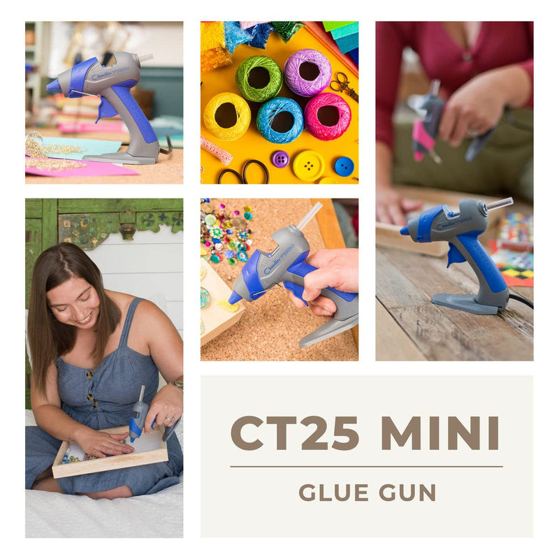 [Australia - AusPower] - Mini Hot Glue Gun Kit - 25W Small Size Stand up High Temp Hot Melt GlueGun Set with 10 Mini Glue Gun Sticks for Glue Gun, Fine Tip Adhesive Silicone Glue Gun, Craft HotGlueGun by Chandler Tool (Blue) Blue 