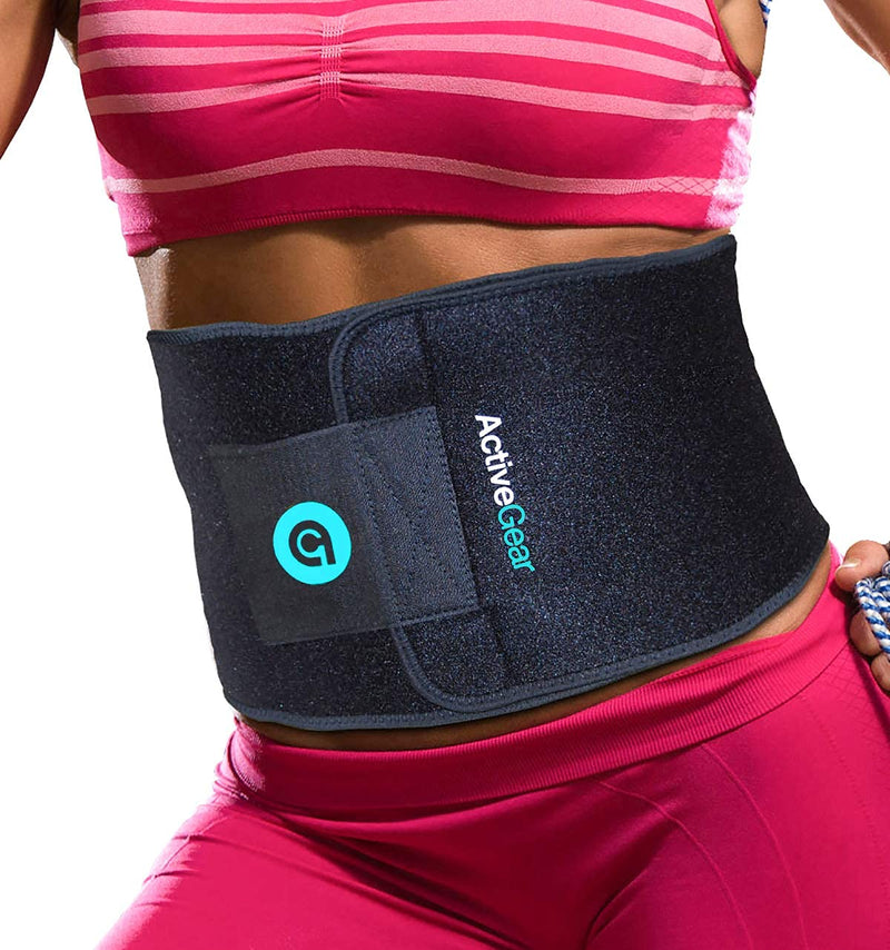 [Australia - AusPower] - ActiveGear Waist Trimmer Belt Slim Body Sweat Wrap for Stomach and Back Lumbar Support Blue Medium 