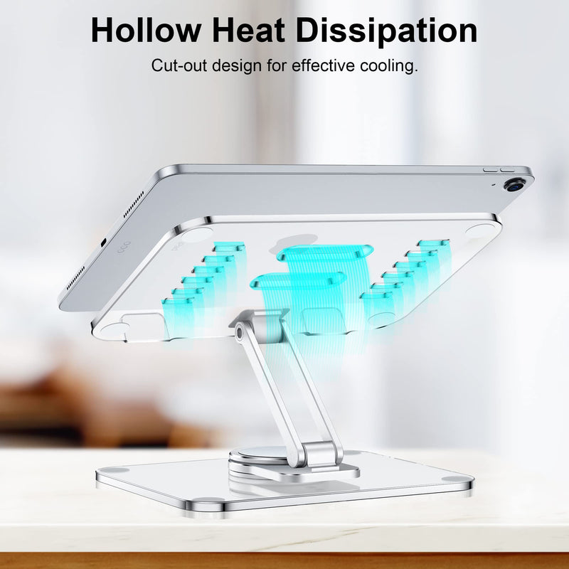 [Australia - AusPower] - CreaDream Acrylic Tablet Stand Holder with 360 Rotating Base, Foldable Adjustable Transparent Tablet Holder for Desk Home Office, Compatible with iPad Pro Air Mini and More, Clear 