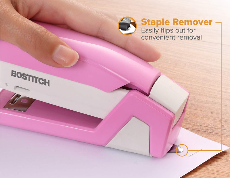 [Australia - AusPower] - Bostitch Office InCourage Spring-Powered Compact Stapler, BCA Pink (1588), plastic-half strip 