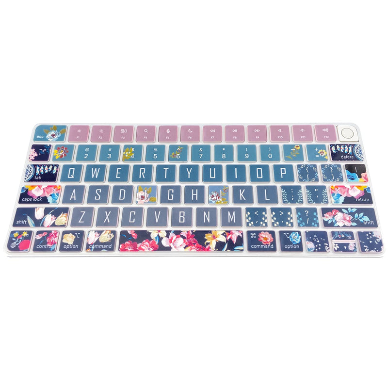 [Australia - AusPower] - Sanfulin Keyboard Cover Skin for 2021 Apple iMac Magic Keyboard (Model: A2449) with Touch ID, Cute Printing Waterproof Silicone Keyboard Protector, Red Flower 