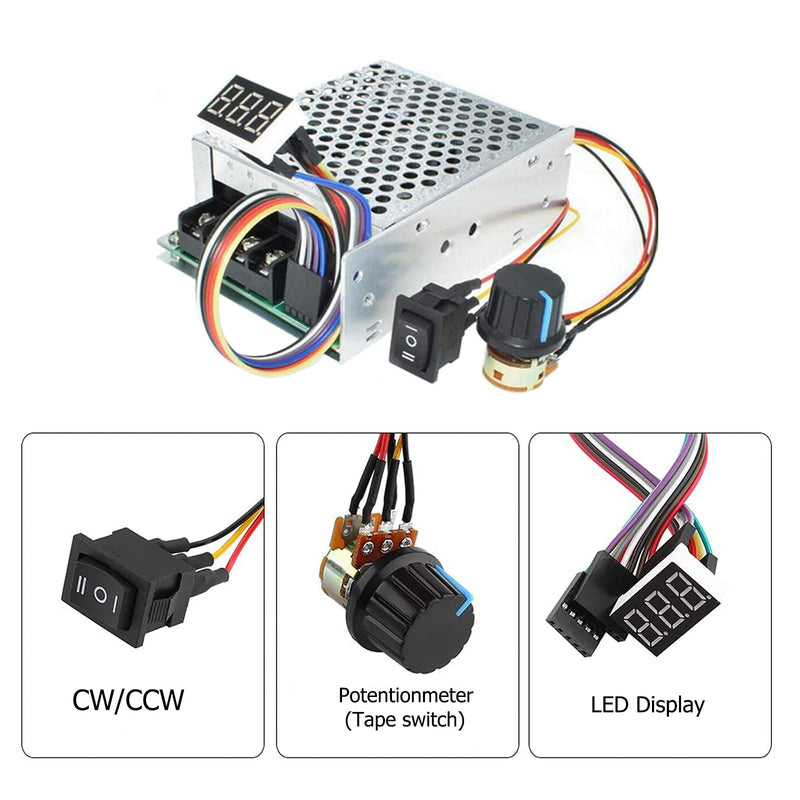 [Australia - AusPower] - DC Motor Speed Controller, PWM 10-55V 12V 24V 36V 48V 60A, Stepless DC Motor Speed Controller with switch function and LED Display (1 PCS) 