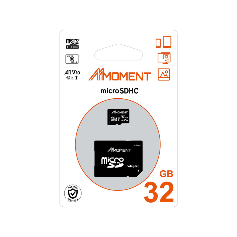 [Australia - AusPower] - MMOMENT Micro SDHC Card, A1, UHS-I, U1, V10, Class 10 Compatible, Read Speed Up to 90 MB/s, SD Adapter Included (32GB, Black - A1, U1, V10) 32GB, Black - A1, U1, V10 