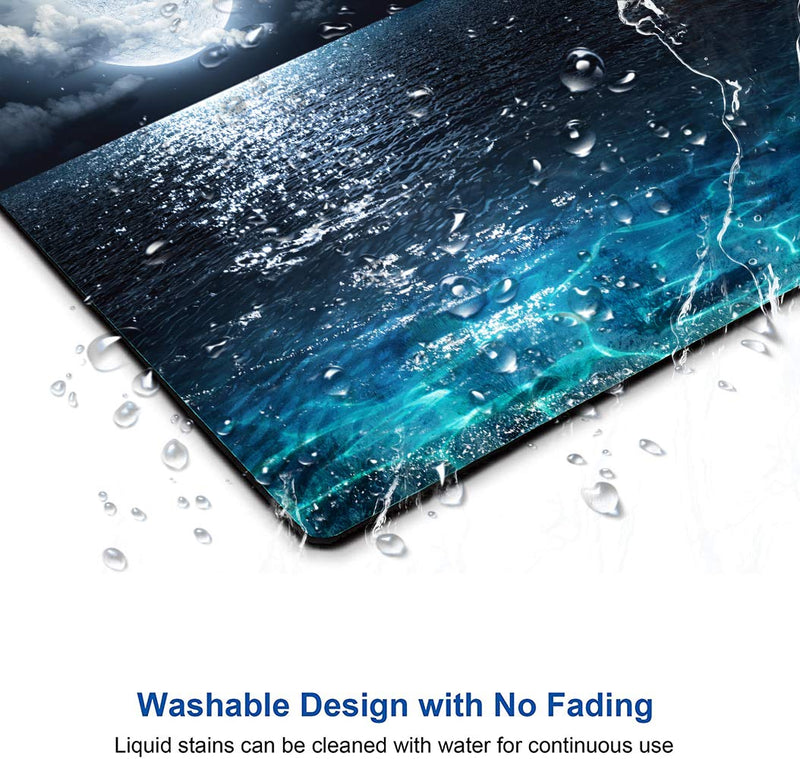 [Australia - AusPower] - Ocean and Moon Mouse Pad, Moon Illuminating The Clear Blue Ocean Design Mouse Pad, Mouse Mat Square Waterproof Mouse Pad Non-Slip Rubber Base MousePads for Computer Laptop Men Women Kids Ocean and Moon 