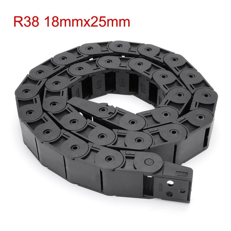 [Australia - AusPower] - uxcell R38 18mm x 25mm Plastic Semi Closed Cable Wire Carrier Drag Chain 1M Length Black 