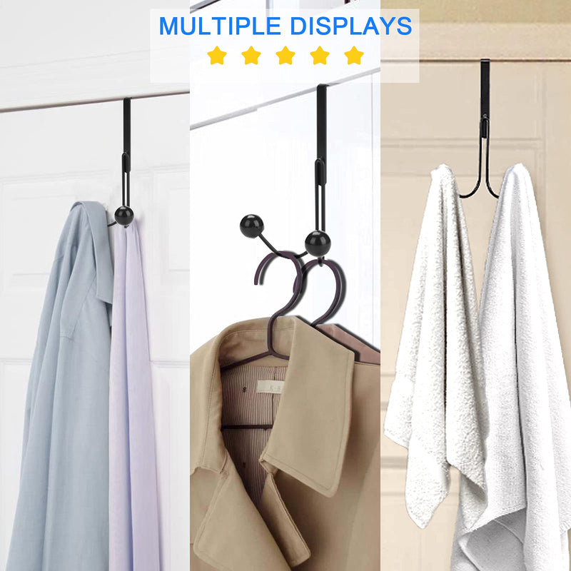 [Australia - AusPower] - 6 Packs Over The Door Hanger Hooks, Suitable for Door Hanger , Bathrooms, Drawers, Wardrobe Doors, Towel Hooks, Hooks for Hanging Coats, Hats, Robes, Clothes, (Black) Black 