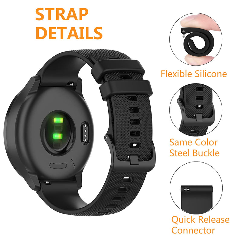 [Australia - AusPower] - HOMTERN 20mm Width Bands Compatible with SAMSUNG Galaxy Watch Active 2/Galaxy Watch 4 Classic And GARMIN Vivoactive 3/Vivomove,Silicone Flexible Durable Smartwatch Straps for Women Man Black 