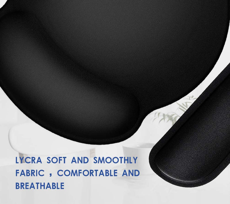 [Australia - AusPower] - Ergonomic Mouse Pad with Wrist Support, Premium Memory Foam Keyboard Wrist Support Bar and Mouse Wrist Rest Pads Set- for Comfortable Typing &Wrist Pain Relief Mouse Pad with Wrist Support Bar 1 