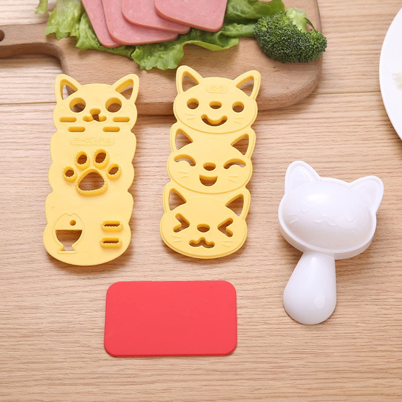[Australia - AusPower] - Rice Ball Mold, 3 Pack Onigiri Mold, Cute Cat Kitten Sushi Mold for Kids, Musubi Maker Press, Classic Triangle Rice Ball Maker Sushi Mold Kit for Lunch Bento Box Accessories 