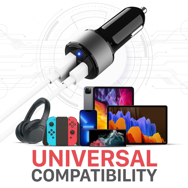 [Australia - AusPower] - Vena 30W USB C Car Charger, (Power Delivery 3.0, 2.5X Faster Speed) 2 Port Type C PD 3.0 Fast Charging Compact Charger Compatible with iPhone 13/12/11, iPad, Samsung, Google Pixel 