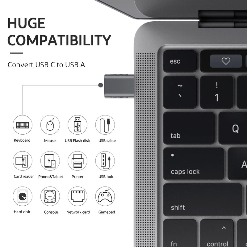 [Australia - AusPower] - Upgrade 10Gbps USB C to USB 3.0 OTG Adapter (4 Pack), AuviPal USB Type C Male to USB A Female, Thunderbolt 4/3 to USB Converter for MacBook Pro/Air, iPad, iMac and More Type C Devices - Space Grey 