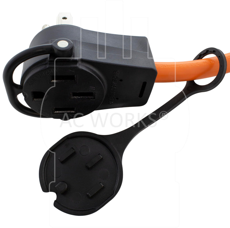 [Australia - AusPower] - AC WORKS 50-Amp RV/Range/Generator 14-50 Piggy-Back Plug Adapter (to 4-Prong 30A Locking) 