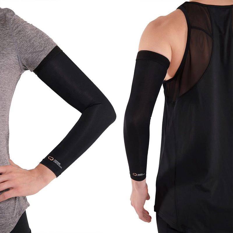 [Australia - AusPower] - Copper Compression Arm Brace - Copper Infused Sleeve for Arms, Forearm, Bicep. Tennis Elbow, Basketball, Golf, Arthritis, Tendonitis, Bursitis, Osteoporosis, Rehab, Post Surgery, Physical Therapy (Sm) Small (Pack of 1) 