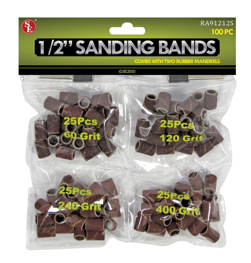 [Australia - AusPower] - SE 1/2" Sanding Bands with 2 Rubber Mandrels (100 PC.) - RA91212S Brown 