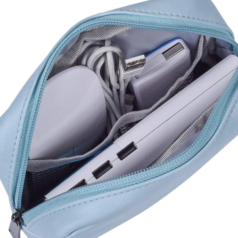 [Australia - AusPower] - Electronics Accessories Bag, Waterproof Portable Cable Organizer Bag, Multifunctional Travel Digital Accessories Storage Bag for Power Bank,Mouse, Adapter,Cable, Earphones, Sky Blue 