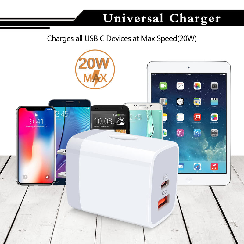 [Australia - AusPower] - USB C Power Adapter, 3Pack 20W 2 Port PD&QC 3.0 Type C Fast Charging Block Wall Charger Compatible with iPhone 13 12 11 Pro Max,SE,iPad,8 7 Plus,Samsung Galaxy S21 S20 S10 Plus,Google Pixel 6 Pro 5 4 
