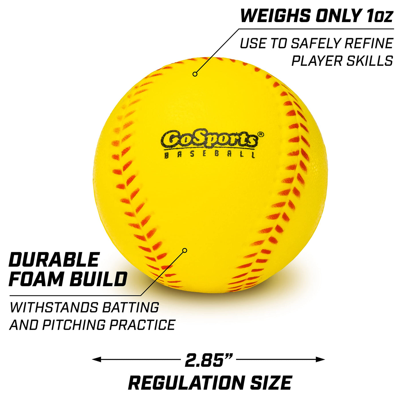 GoSports Foam Training Baseball 12 Pack Regulation Size Foam